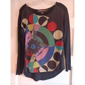 Desigual KarlLagerfeld geometric knit tee womens M contemporary art to wear flaw